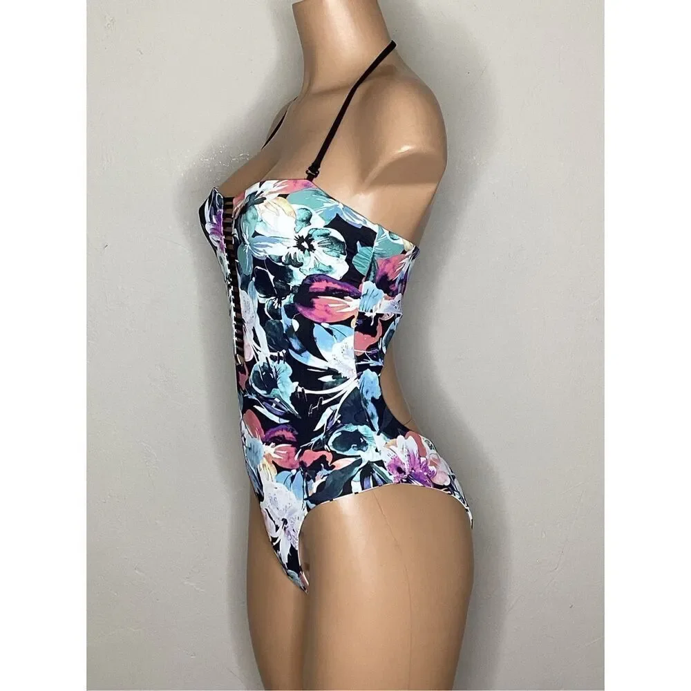 New. WET watercolor floral reversible swimsuit. X-Small. Retails $208